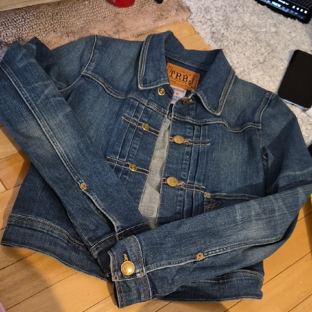 True Religion Blue Denim Bomber Jacket